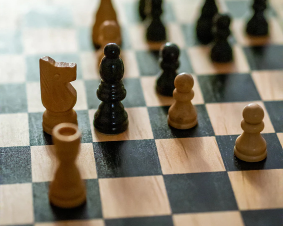 chess board with pieces in play