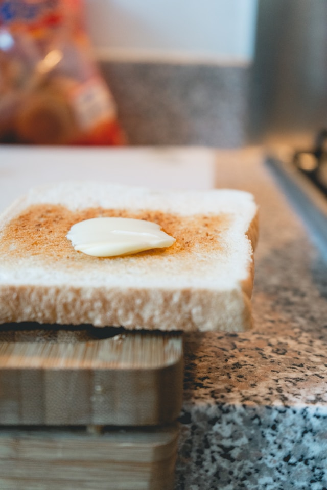 slice of toast on a counter