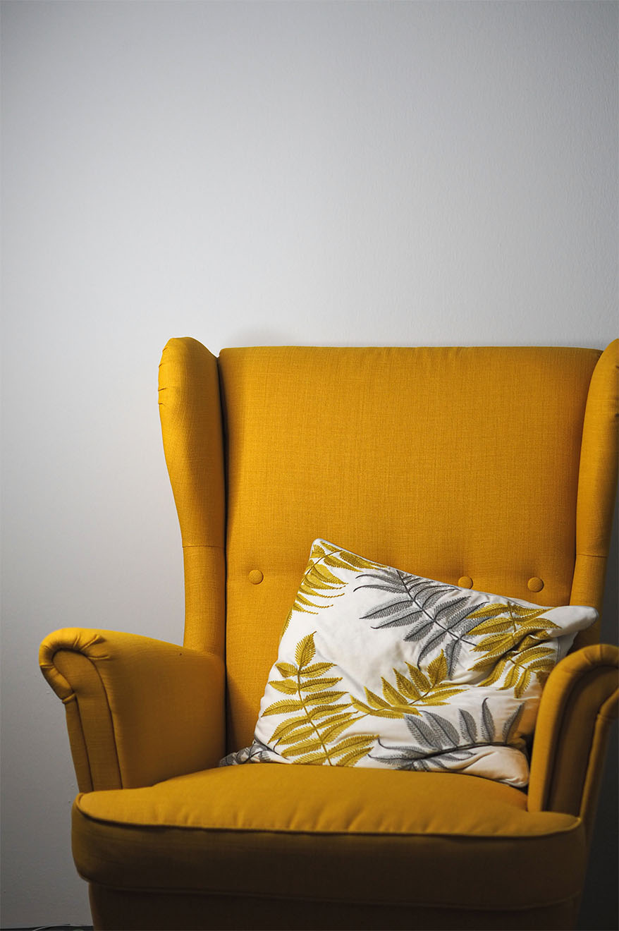 Yellow Armchair with pillow