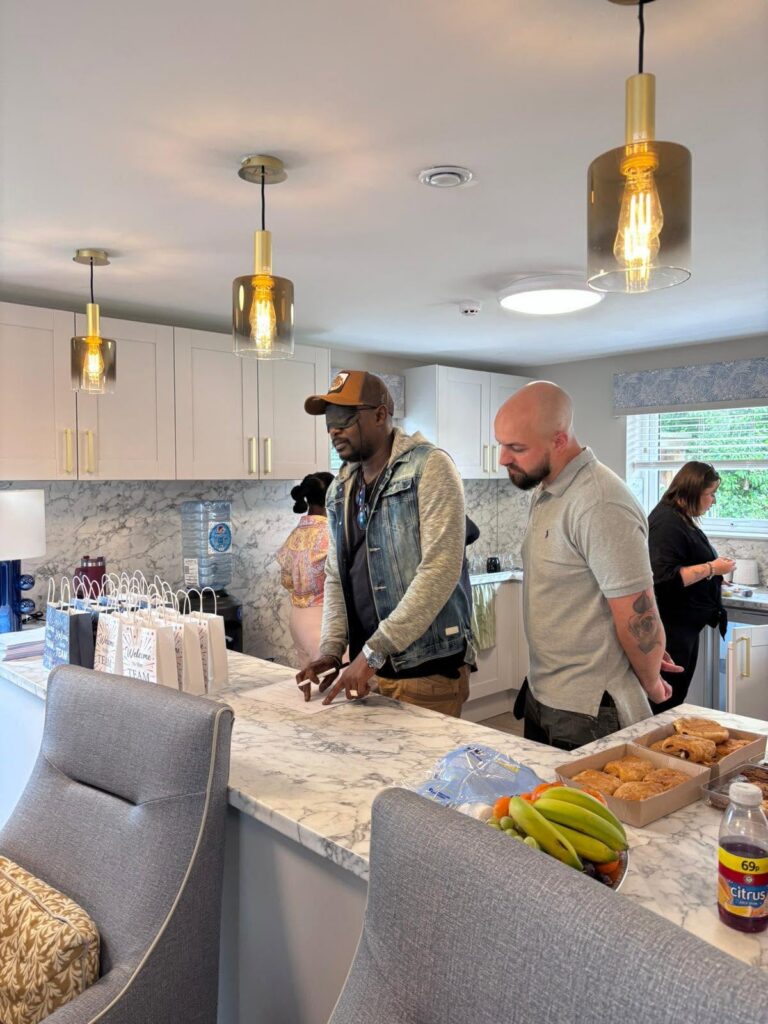new care home staff using kitchen